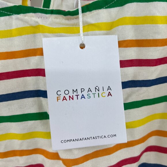 NWT Compania Fantastica Short Sleeve Striped Crop Top Womens Medium - Picture 4 of 8